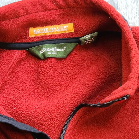 Eddie Bauer Full Zip Men's Fleece PolarTec WindPro Red Jacket XXL Pockets - Picture 2 of 10
